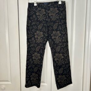 Ann Taylor Black brown floral flat front jeans, vintage size 10 P